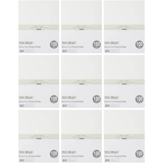 9 Packs: 100 ct. (900 total) White Heavyweight 8.5" x 11" Cardstock Paper by Recollections™